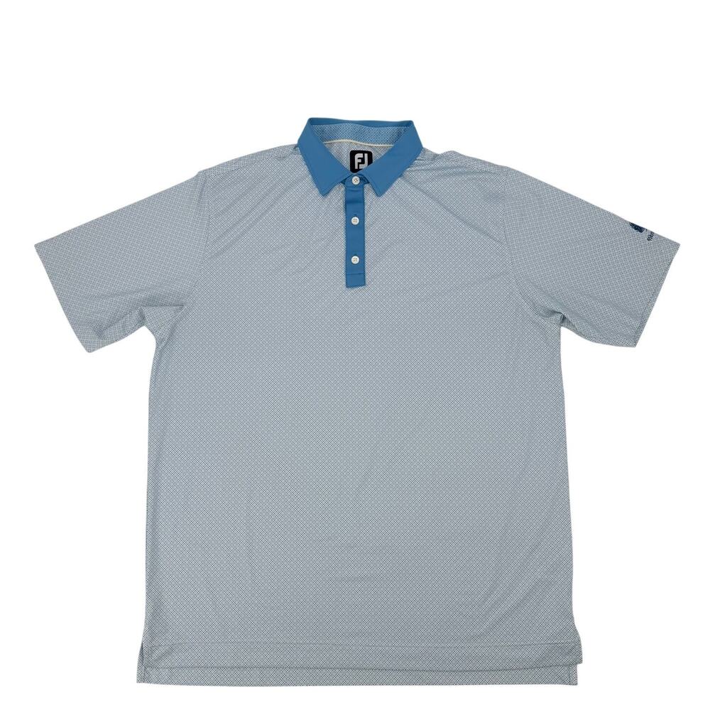 FootJoy FJ Polo Shirt XL Blue Print Stretch Golf Performance